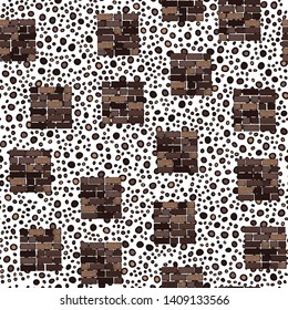 Seamless chaos consisting of square brick walls scattered on an abstract background.