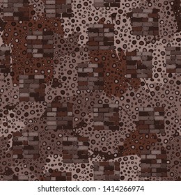 Seamless chaos consisting of square brick walls scattered on an abstract background.