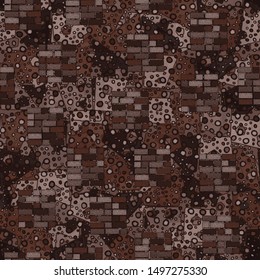 Seamless chaos consisting of square brick walls scattered on an abstract background.