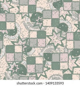 Seamless chaos consisting of square checkered patches scattered on an abstract background.