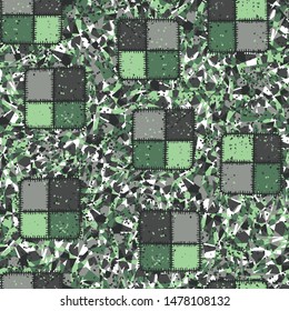 Seamless chaos consisting of square checkered patches scattered on an abstract background.