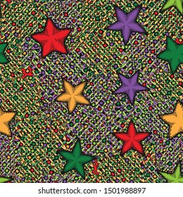 Seamless chaos consisting of starfish scattered on an abstract background.