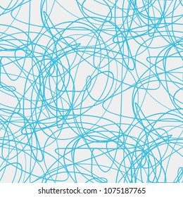 Seamless chaos pattern. Abstract texture. Chaotic lines. Intricate wallpaper. Hand drawn dinamic scrawls. Background with lines and waves. Universal texture