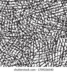 Seamless chaotic black and white background. Grunge texture monochrome