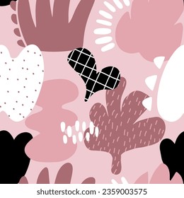 Seamless chaotic funny print with abstract shapes, spots. Cool texture background. Wallpaper for girls. Fashion style pattern