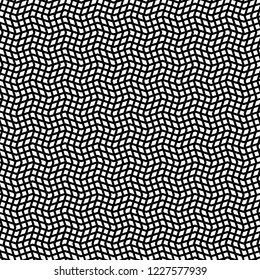 Seamless chaotic grid of zigzag lines, vector black polyline grid with white cells