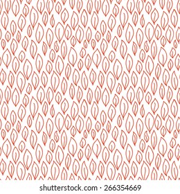 seamless chaotic pattern with terracotta leaves on white background