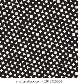 Seamless chaotic patterns. Randomly scattered geometric square triangle shapes. Abstract retro background design