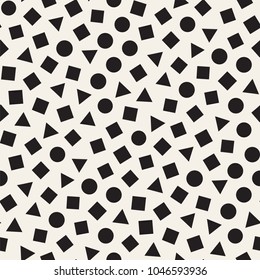 Seamless chaotic patterns. Randomly scattered geometric square triangle shapes. Abstract retro background design