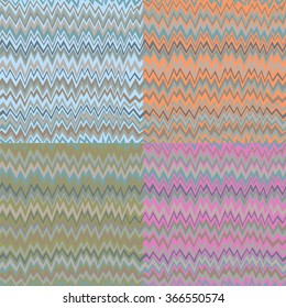 Seamless chaotic zig zag ornaments texture in calm color tones