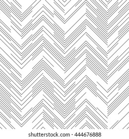 Seamless Chaotic ZigZag Pattern. Abstract Monochrome Chevron Background. Vector Regular Line Texture