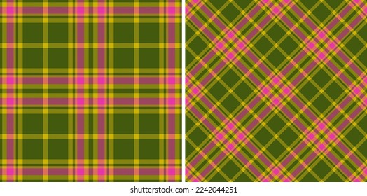 Seamless check background. Plaid pattern textile. Fabric vector texture tartan in set.