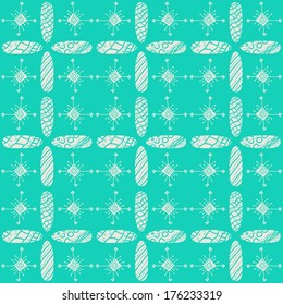seamless check with flowers and abstract square shapes