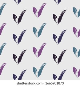 Seamless check mark outline flat pattern on a gentle background. Seamless colored original check marks. For fabrics, notebooks and notebooks.