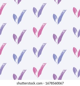 Seamless check mark outline flat pattern on a gentle background. Seamless colored original check marks. For fabrics, notebooks and notebooks.