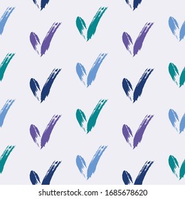 Seamless check mark outline flat pattern on a gentle background. Seamless colored original check marks.  