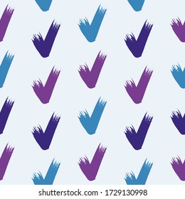 Seamless check mark outline flat pattern on a gentle background. Seamless colored original check marks. For fabrics, notebooks and notebooks.