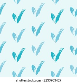 Seamless check mark outline flat pattern on a gentle background. Seamless colored original check marks. For fabrics, notebooks and notebooks.