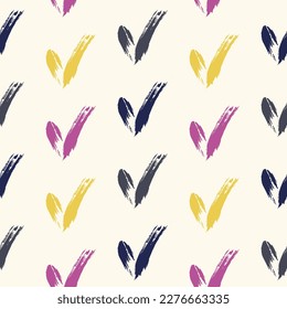 Seamless check mark outline flat pattern on a gentle background. Seamless colored original check marks. For fabrics, notebooks and notebooks.