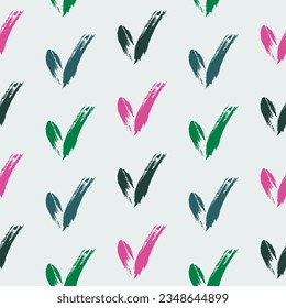 Seamless check mark outline flat pattern on a gentle background. Seamless colored original check marks. For fabrics, notebooks and notebooks.