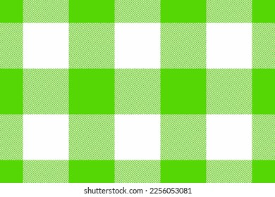 Seamless check pattern. Background plaid texture. Textile tartan vector fabric in green and white colors.