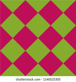 Seamless check pattern in green pink. Vector file eps 10