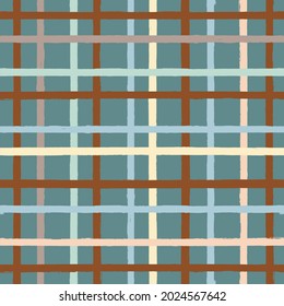 Seamless check Pattern, Hand drawn gingham vector background. tartan brush stroke, grunge paint checkered lines, watercolor illustration