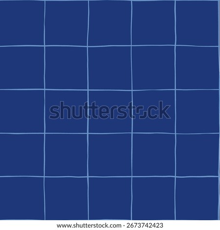 Seamless check pattern with hand drawn thin light lines over dark blue background, ideal for mens shirts, pajamas and timeless home textiles