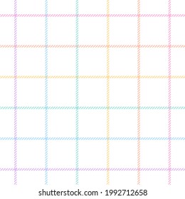 Seamless check pattern windowpane. Pastel spring summer thin line tartan plaid vector for Easter holiday print. Simple light graphic for dress, shirt, scarf, other modern fashion fabric design.