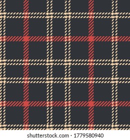 Seamless check plaid graphic pattern background in black, brown and red . Vector graphic for scarf, blanket, throw, shirt other fashion textile design 