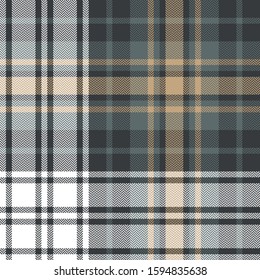 Seamless check plaid pattern. Autumn winter tartan plaid large herringbone background in grey, brown, white for flannel shirt, scarf, blanket, duvet cover, or other modern textile print.