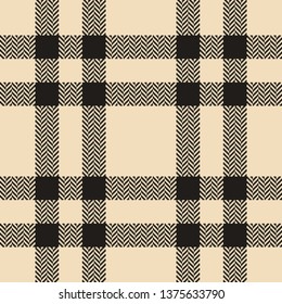 Seamless check plaid pattern in beige and dark brown for fashion textile print.