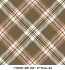 Seamless check plaid pattern in beige and brown. Textured tartan plaid graphic for flannel shirt, blanket, duvet cover, throw, other modern spring autumn winter fashion fabric print.