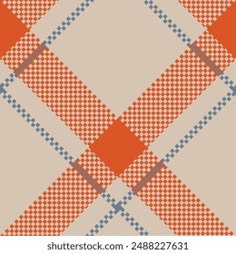 Seamless check plaid pattern set in Orange Blue White, beige. tartan vector print for flannel shirt, skirt, blanket, throw, other modern spring summer autumn winter modern fashion fabric design.