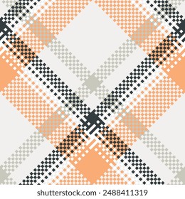Seamless check plaid pattern set in Orange Gray White, beige. tartan vector print for flannel shirt, skirt, blanket, throw, other modern spring summer autumn winter modern fashion fabric design.