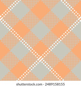 Seamless check plaid pattern set in Orange White, beige. tartan vector print for flannel shirt, skirt, blanket, throw, other modern spring summer autumn winter modern fashion fabric design.