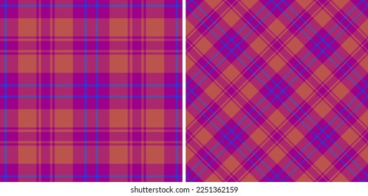 Seamless check plaid. Pattern textile fabric. Vector tartan texture background in set.