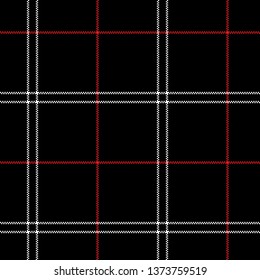 Seamless check plaid pattern vector in black, white, and red. Seamless tartan pixel plaid for fashion textile print design. 