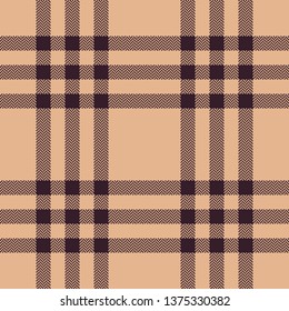 Seamless check plaid pattern vector. Tartan plaid in burgundy (dark red) and light salmon (orange) for textile print. Herringbone texture.
