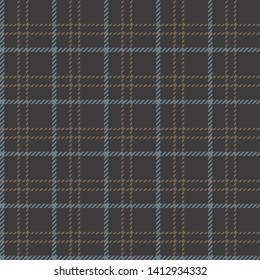 Seamless check plaid textile pattern. Tartan plaid in dark grey, brown, and blue for skirt, coat, jacket, or other modern fashion clothing design. Hounds tooth texture.