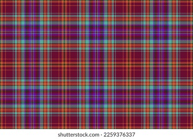 Seamless check plaid. Textile texture pattern. Background tartan fabric vector in orange and dark colors.