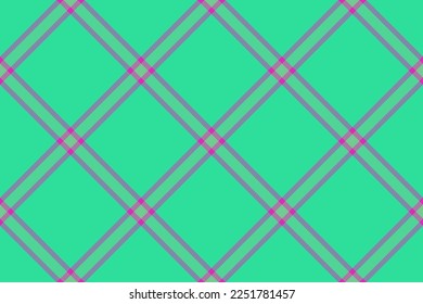 Seamless check tartan. Background pattern texture. Fabric textile plaid vector in green and pink colors.