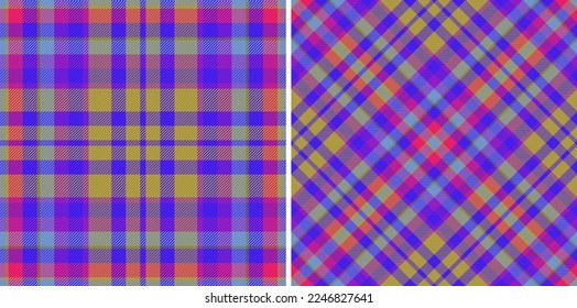 Seamless check texture. Vector fabric tartan. Pattern textile background plaid in set.