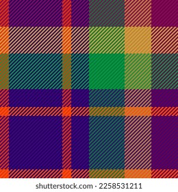Vector de control sin problemas. Fondo de tela de textura. Patrón de tejidos escoceses en colores violeta y rojo.