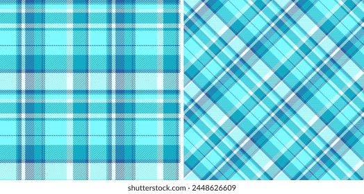 Seamless check vector of texture plaid textile with a tartan background pattern fabric set in winter colors.