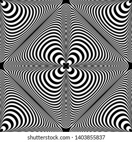 Seamless checked op art lines pattern. 3D texture. Vector illustration.