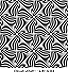 Seamless checked op art pattern. Lines texture. Vector art.