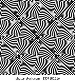 Seamless checked op art pattern. Lines texture. Vector art.