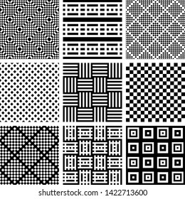Seamless checked patterns set. Geometric textures. Vector art