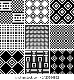Seamless checked patterns set. Geometric textures. Vector art